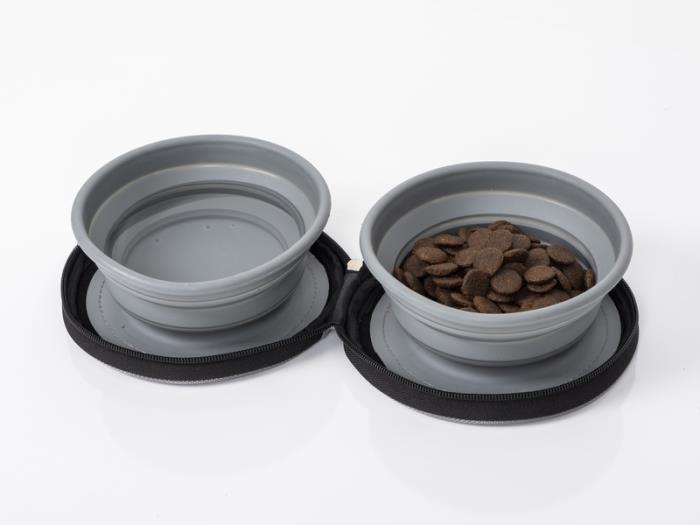 Hundskål LUCY med 2 hopfällbara silikonskålar