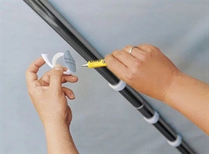 Tältstångsbeslagssats (5 delar), 5 takpolletter, 1 tub lim